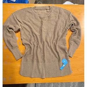 NEW Brown Knit Tunic Sweater Relaxed Loose  Cupshe S‎ Long Wide Cuffs Pullover